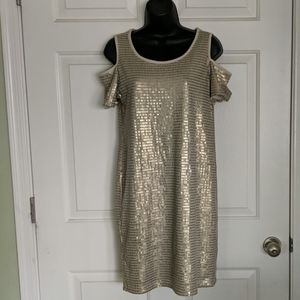 Chico's Sequin Cold Shoulder Dress